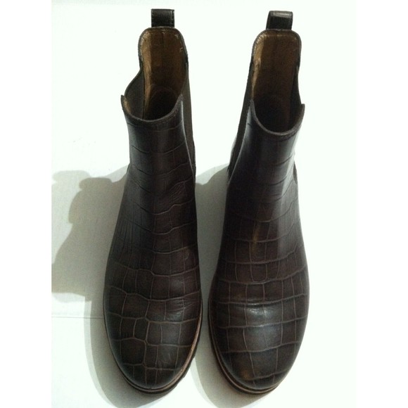 MADEWELL WOMEN'S IVY CHELSEA BROWN LEATHER CROC EMBOSSED ANKLE BOOTS SIZE: 8 - Picture 2 of 10